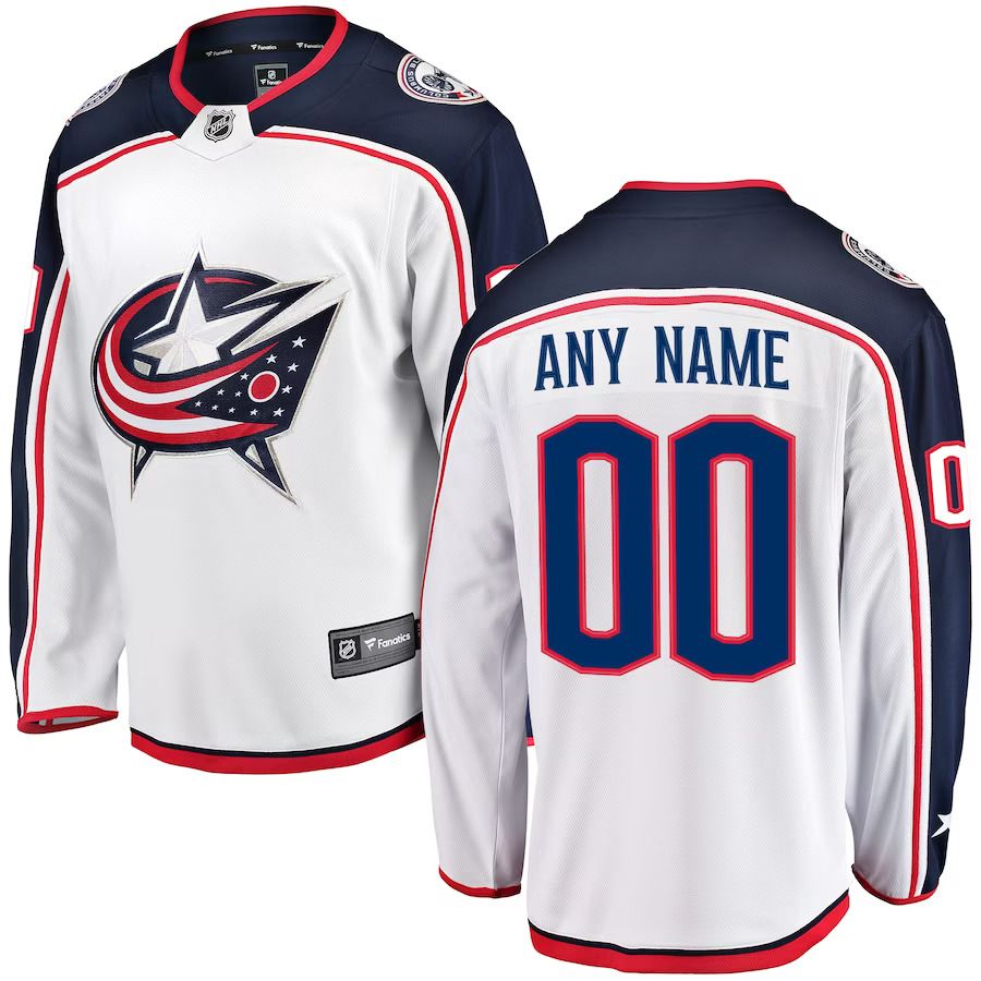 Men Columbus Blue Jackets Fanatics Branded White Away Breakaway Custom NHL Jersey->columbus blue jackets->NHL Jersey